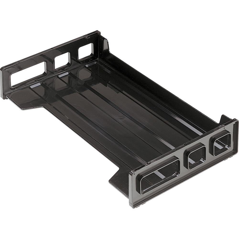 Officemate Side-Loading Desk Tray, Legal - 2.8" Height x 16.3" Width x 9" DepthDesktop - Stackable, Durable, Non-stick, Carrying Handle, Portable - Black - Plastic - 1 Each. Picture 1