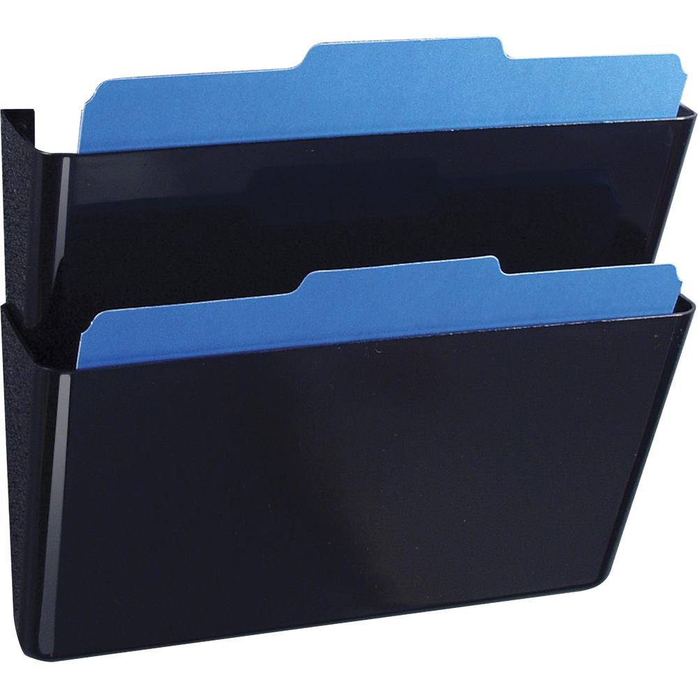 Officemate Mountable Wall File, Black, 2PK - 7" Height x 13" Width x 4.1" Depth - Black - Plastic - 2 / Box. Picture 1