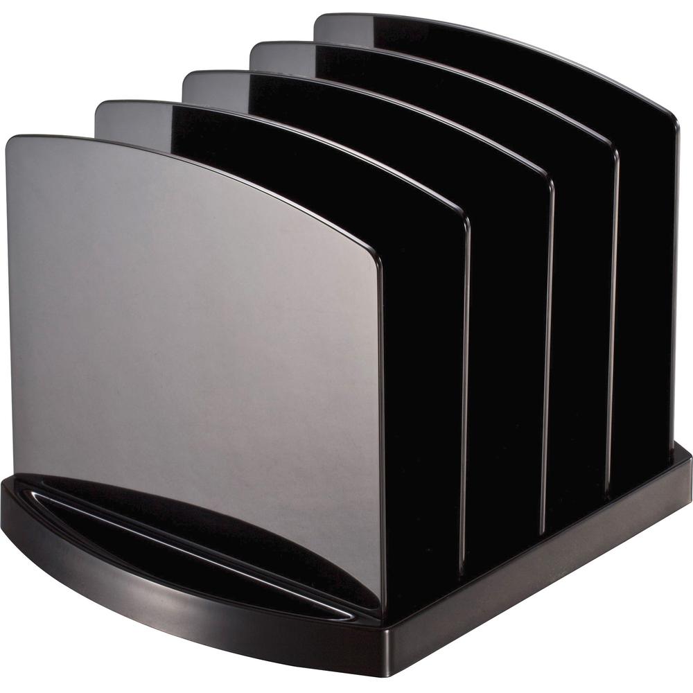 Officemate 2200 Series Standard File Sorter - 4 Compartment(s) - 6.8" Height x 9.4" Width x 8" DepthDesktop - Non-skid Base - Black - Plastic - 1 Each. Picture 1