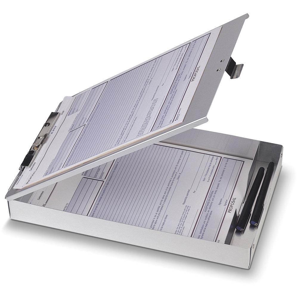 Officemate Aluminum Storage Form Holder - 1" Clip Capacity - Storage for Stationary - 8 1/2" x 12" - Aluminum - 1 Each. Picture 1
