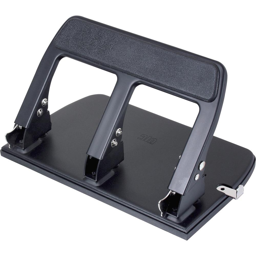 Officemate Heavy-duty 3-hole Punch with Padded Handle - 3 Punch Head(s) - 40 Sheet of 20lb Paper - 9/32" Punch Size - Silver. Picture 1