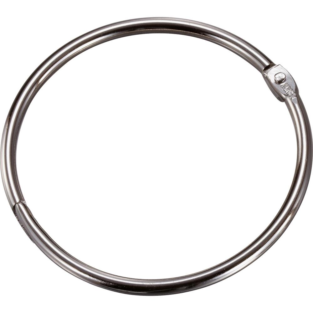 Officemate Loose-Leaf Book Rings - 3" Diameter - Silver - Metal - 10 / Box. Picture 1