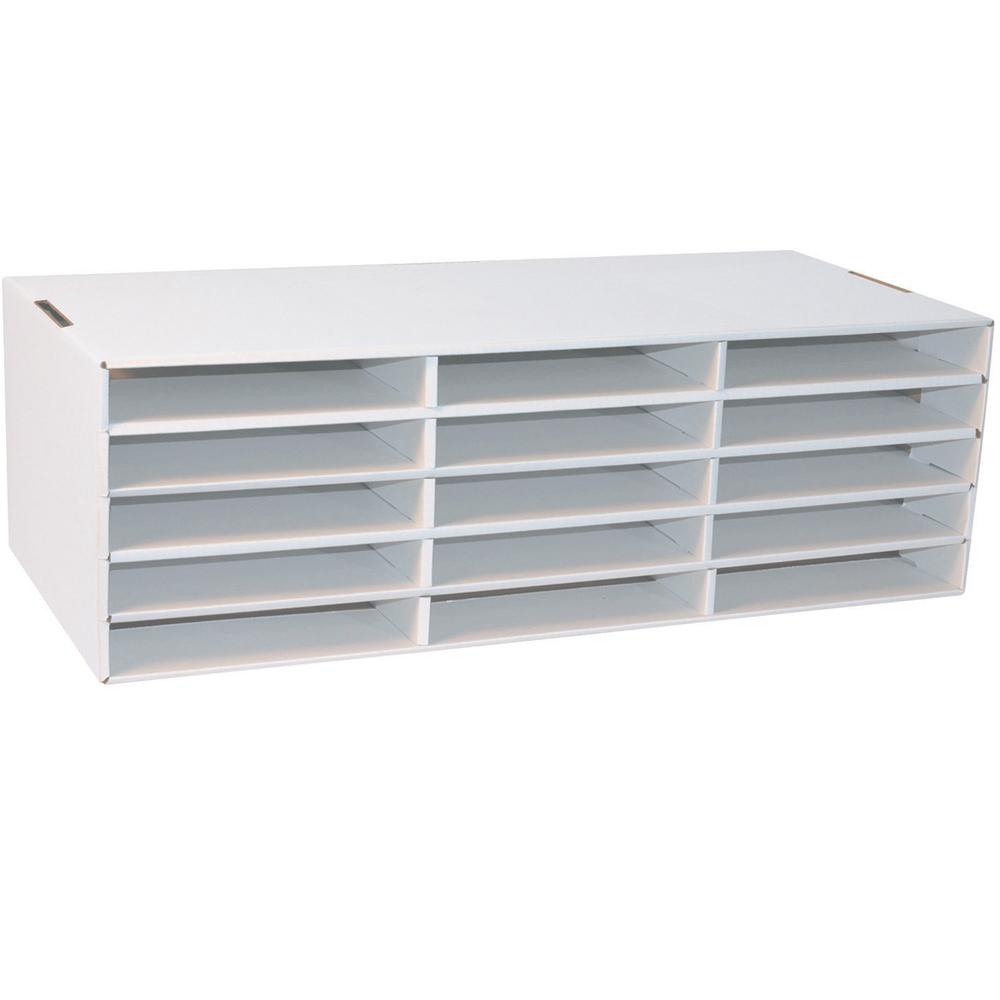 Classroom Keepers 9" x 12" Construction Paper Storage - 15 Compartment(s) - Compartment Size 1.50" x 10" x 12.50" - 9.4" Height x 29.3" Width x 12.9" DepthDesktop - 70% Recycled - White - Corrugated C. Picture 1