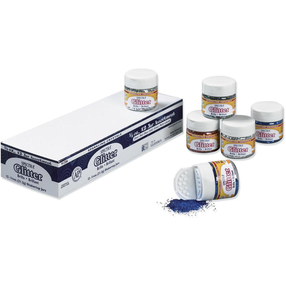 Spectra Glitter Sparkling Crystals - 0.75 oz - 12 / Set - Assorted. Picture 1