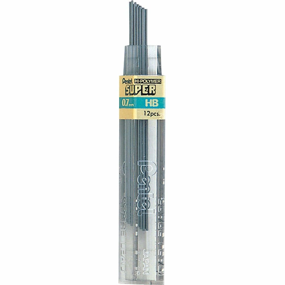 Pentel Super Hi-Polymer Leads - 0.7 mm , Medium Point - HB - Black Lead - 12 / Tube. Picture 1