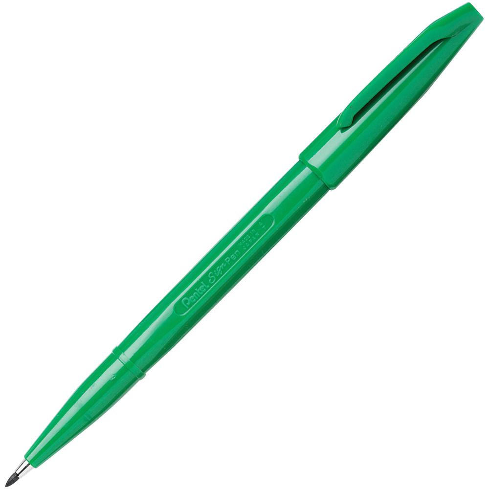 Pentel Fiber-tipped Sign Pens - Green Ink - Water Based - Fiber Tip - 1 Dozen. Picture 1