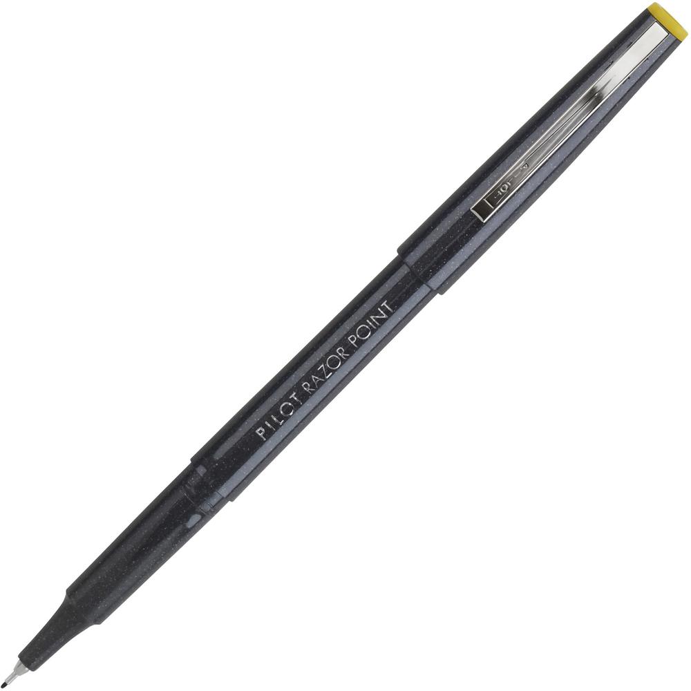 Pilot Marker Pens - Black Ink - Black Plastic Barrel - Metal Tip - Writing - 1 Dozen. Picture 1