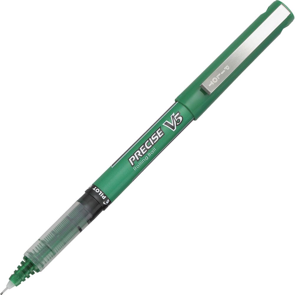 Pilot Precise V5 Extra-Fine Premium Capped Rolling Ball Pens - Green Ink - Green Plastic Barrel - Writing - 1 Dozen. Picture 1