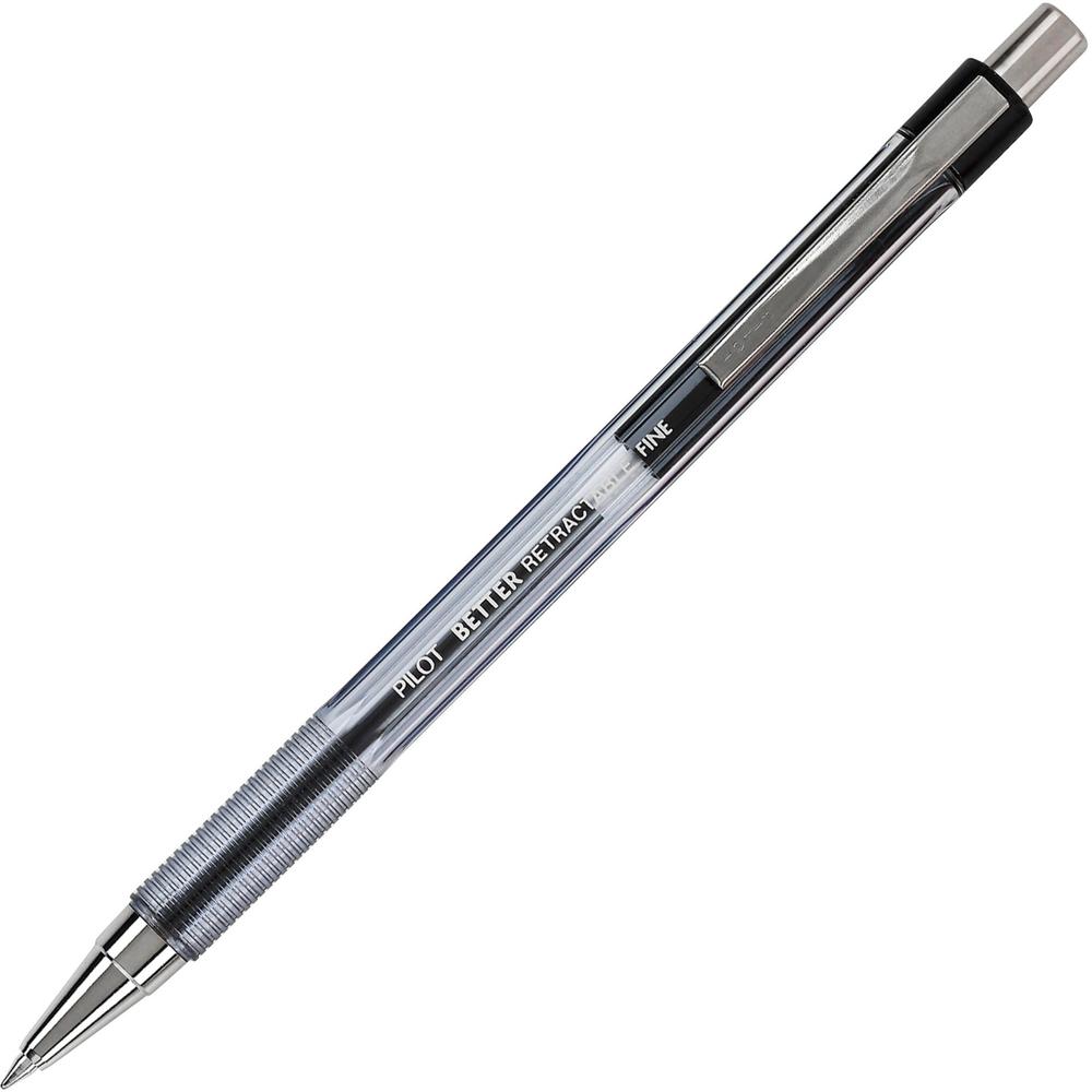 Pilot Better Retractable Ballpoint Pens - Refillable - Retractable - Black Ink - Translucent Barrel - 1 Dozen. Picture 1