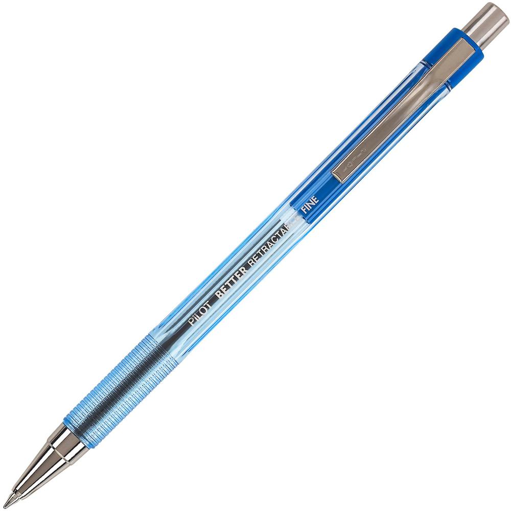 Pilot Better Retractable Ballpoint Pens - Refillable - Retractable - Blue Ink - Translucent Barrel - 1 Dozen. Picture 1