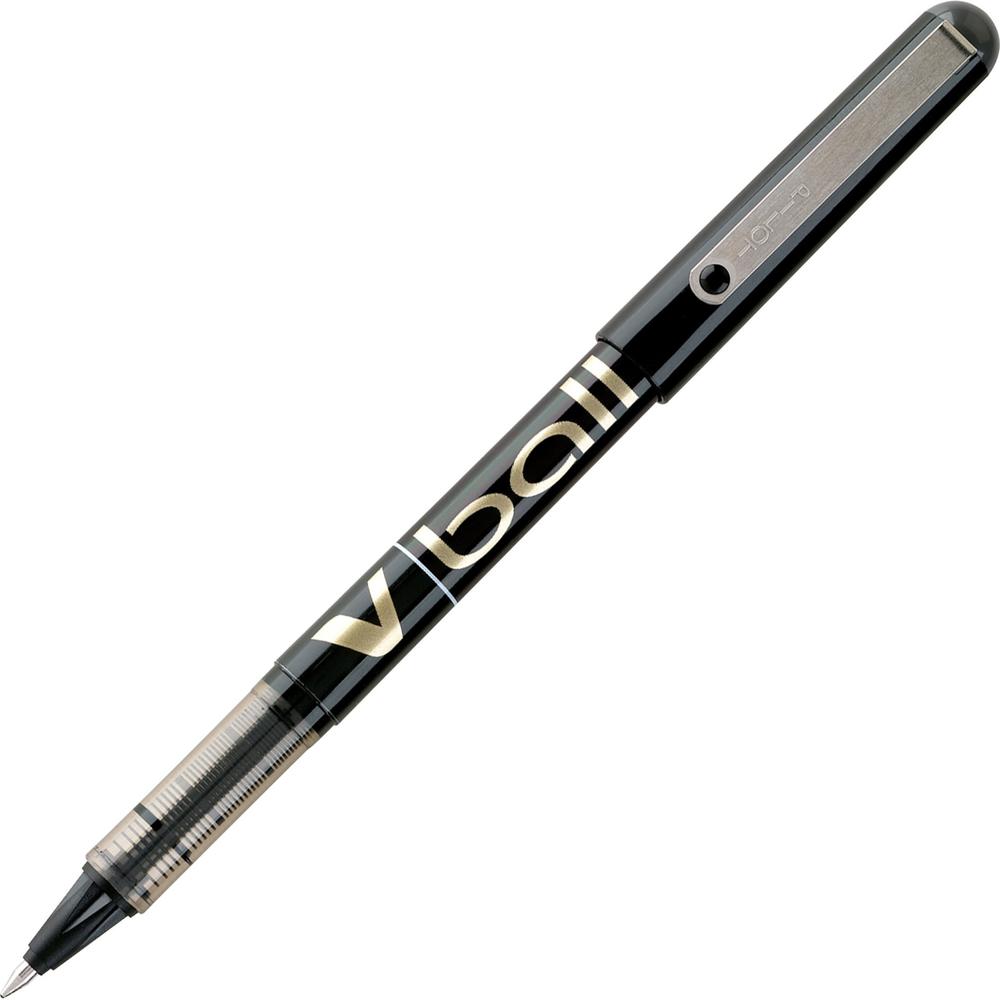Pilot Vball Liquid Ink Pens - Black Ink - Black Barrel - 1 Dozen. Picture 1