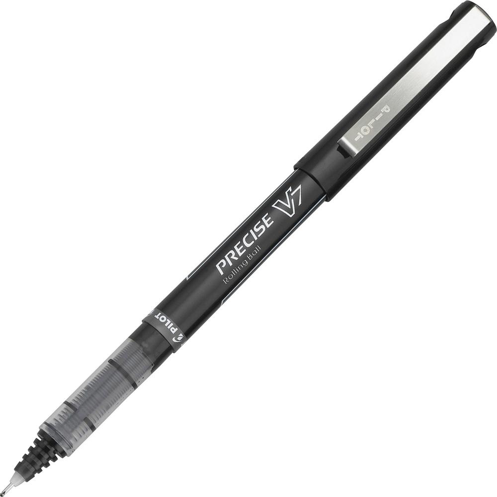 Pilot Precise V7 Fine Premium Capped Rolling Ball Pens - Fine Pen Point - 0.7 mm Pen Point Size - Black - Black Plastic Barrel - 1 Dozen. Picture 1