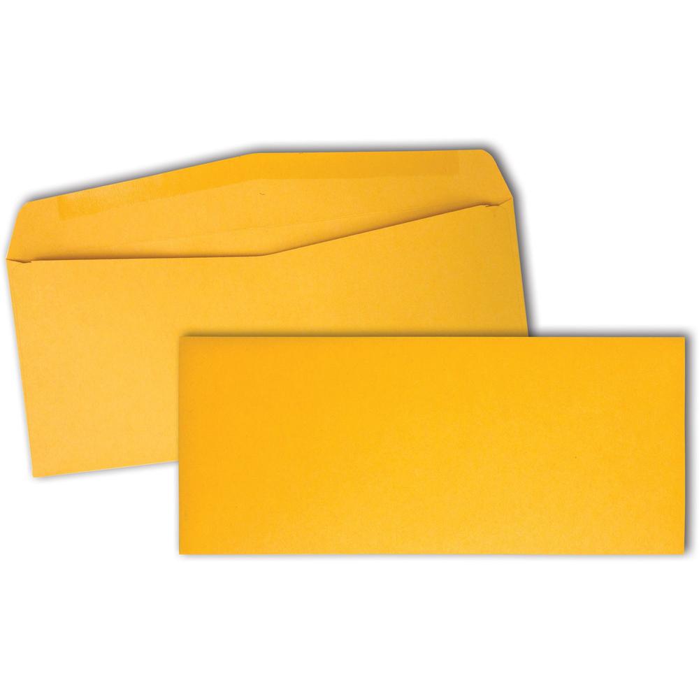 Quality Park No. 10 Kraft Envelopes with Diagonal Seams - Business - #10 - 4 1/8" Width x 9 1/2" Length - 28 lb - Gummed - Kraft - Kraft - 500 / Box. Picture 1