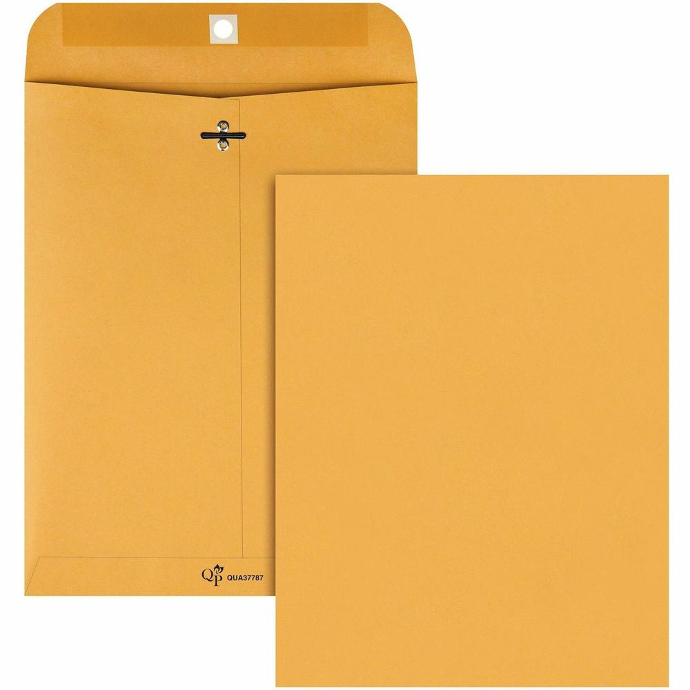Quality Park 8-3/4 x 11-1/2 Extra Heavy-duty Clasp Envelopes - Clasp - 8 3/4" Width x 11 1/2" Length - 32 lb - Gummed - Cameo - Kraft - 100 / Box. Picture 1
