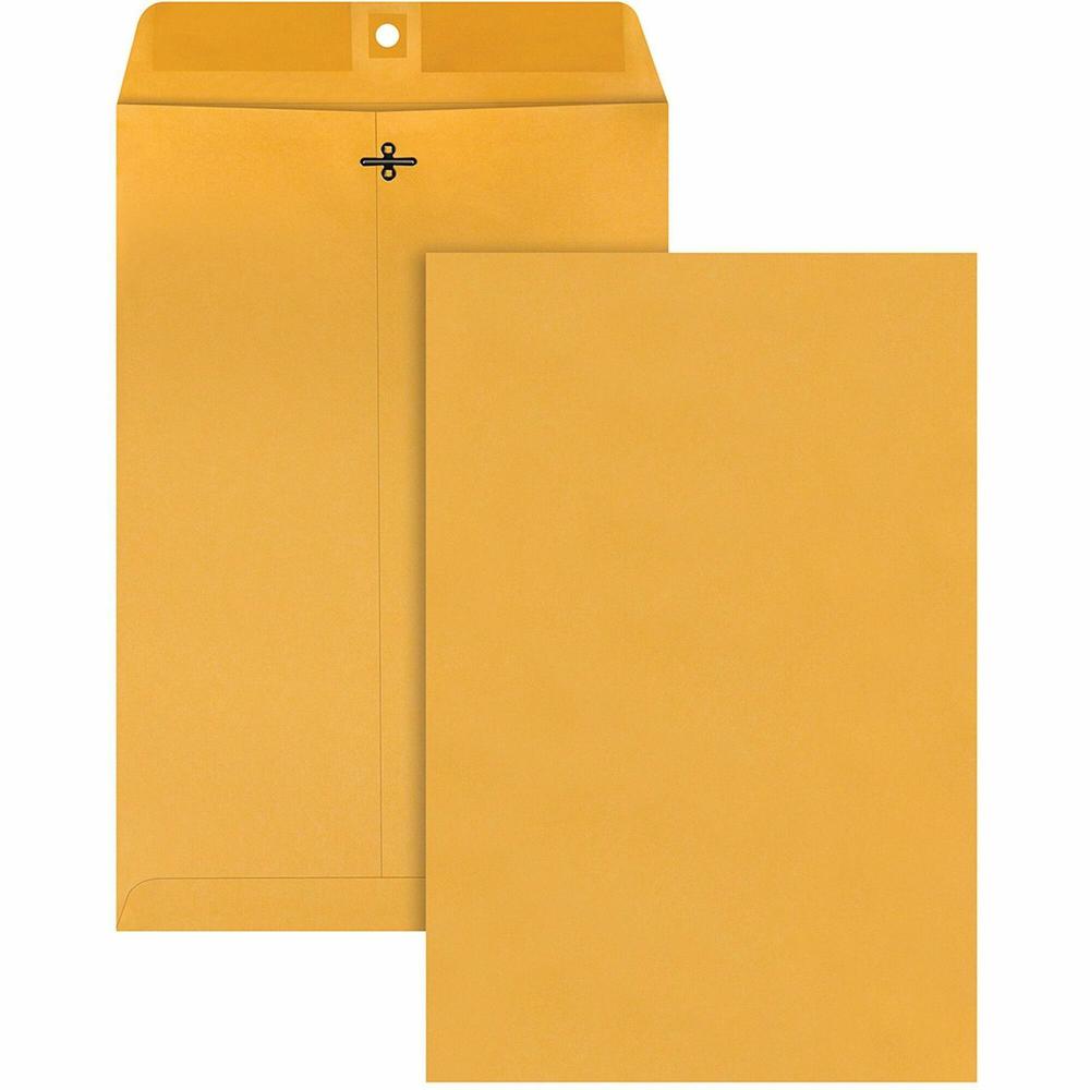 Quality Park 10 x 15 Clasp Envelopes with Deeply Gummed Flaps - Clasp - #98 - 10" Width x 15" Length - 28 lb - Gummed - Kraft - Kraft - 100 / Box. Picture 1
