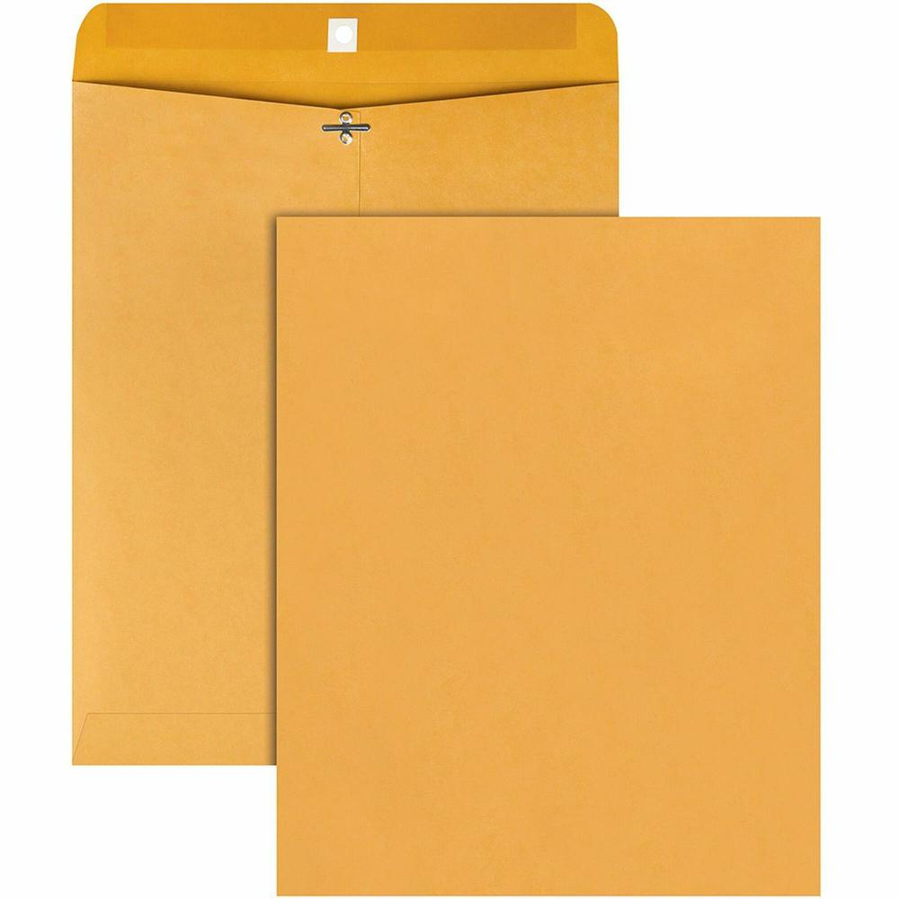 Quality Park 11-1/2 x 14-1/2 Clasp Envelopes with Deeply Gummed Flaps - Clasp - #105 - 11 1/2" Width x 14 1/2" Length - 28 lb - Gummed - Kraft - 100 / Box - Kraft. Picture 1