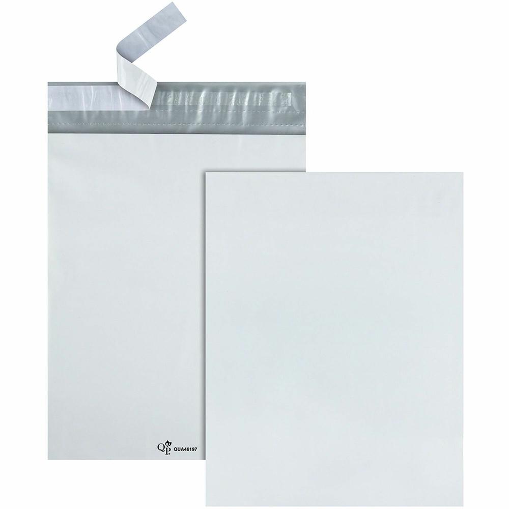 Quality Park 10 x 13 Poly Shipping Mailers with Self-Seal Closure - Catalog - #13 - 10" Width x 13" Length - Self-sealing - White - Polyethylene - 100 / Pack. Picture 1