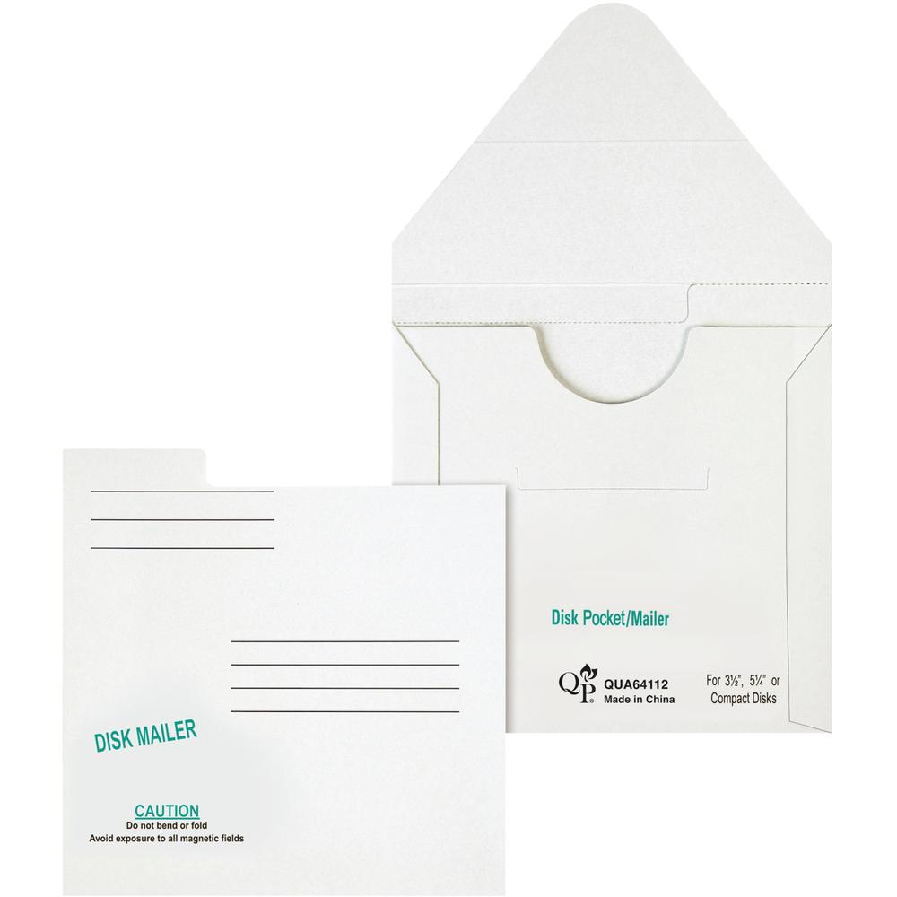 Quality Park 5 1/4" Economy Disk Mailers - Disc/Diskette - 6" Width x 5 7/8" Length - White - Paperboard - 10 / Pack. Picture 1