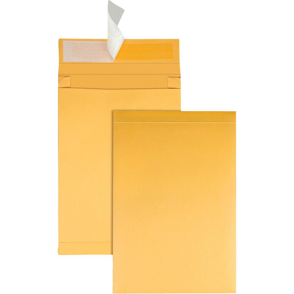 Quality Park 9 x 12 x 2 Expansion Envelopes with Self-Seal Closure - Expansion - 9" Width x 12" Length - 2" Gusset - 40 lb - Self-sealing - Kraft - Kraft - 25 / Pack. Picture 1