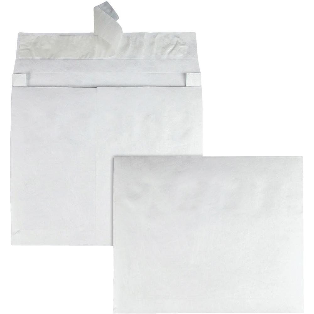 Survivor&reg; 10 x 13 x 2 DuPont Tyvek Expansion Mailers with Self-Seal Closure - Expansion - 10" Width x 13" Length - 2" Gusset - 18 lb - Peel & Seal - White - Tyvek - 100 / Carton. Picture 1