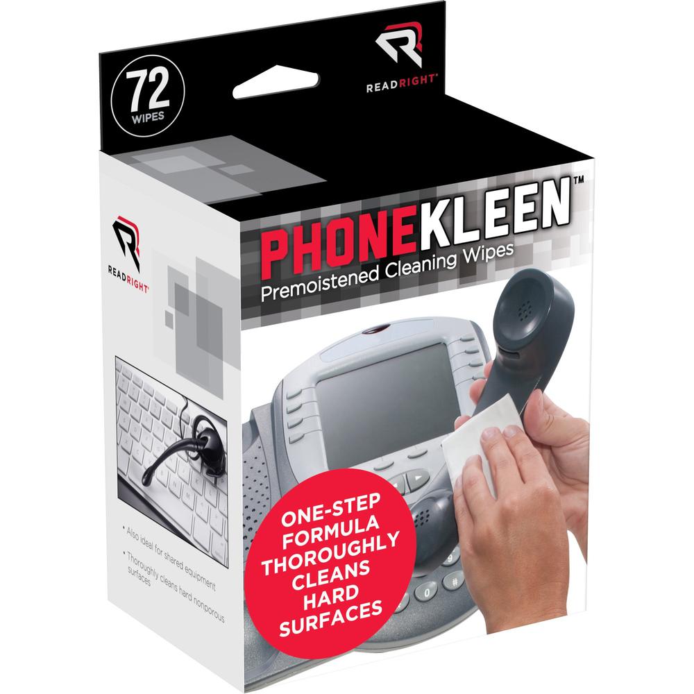 Read Right PhoneKleen Wipes - For Telephone - Pre-moistened - 72 / Box. Picture 1