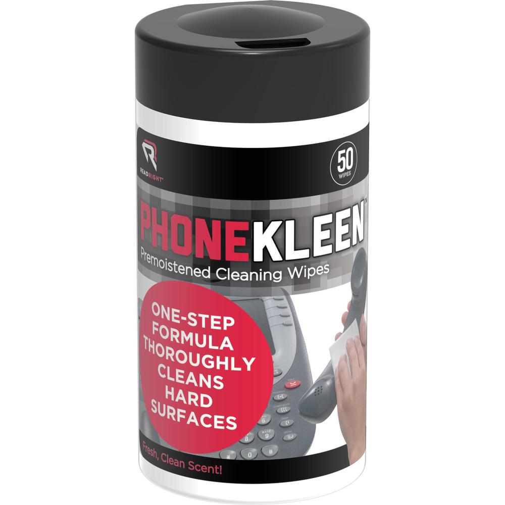 Read Right PhoneKleen Wipes - For Telephone - Pre-moistened - 50/Tub - 1 Each. Picture 1