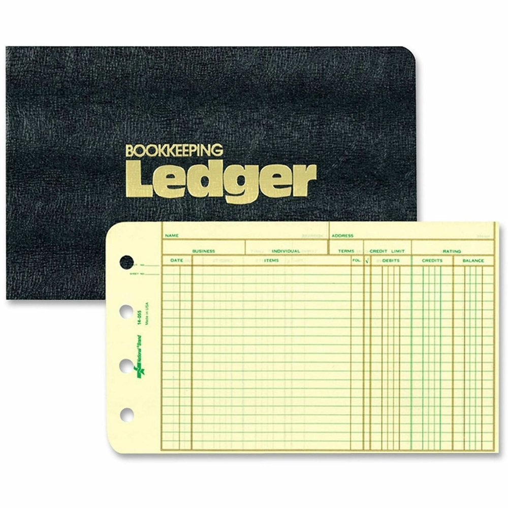 Rediform 4-Ring Ledger Outfit - 5" x 8 1/2" Sheet Size - 100 Sheet Capacity - 4 Ring - Fastener: Round Ring - Black - 1.40 lb - Tab, Refillable - 1 Each. Picture 1