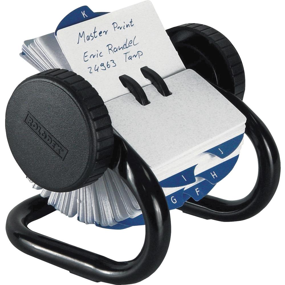 Rolodex Classic 250 Card Rotary File - 250 Card Capacity - For 1.75" x 3.25" Size Card - 24 Index Guide - Black. Picture 1