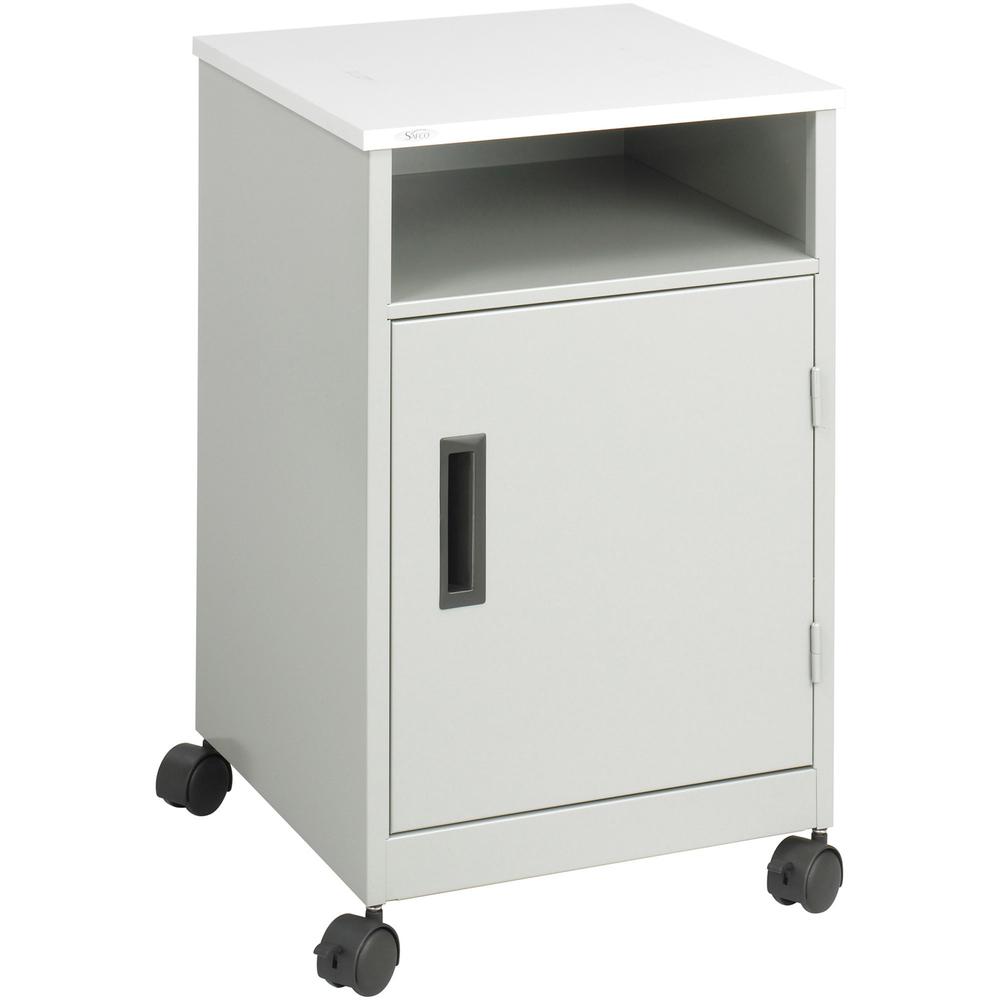 Safco Steel Compact Machine Stand - 200 lb Load Capacity - Hinged Door - 27.4" Height x 17.3" Width x 17.3" Depth - Floor - Laminate - Steel - Gray. Picture 1