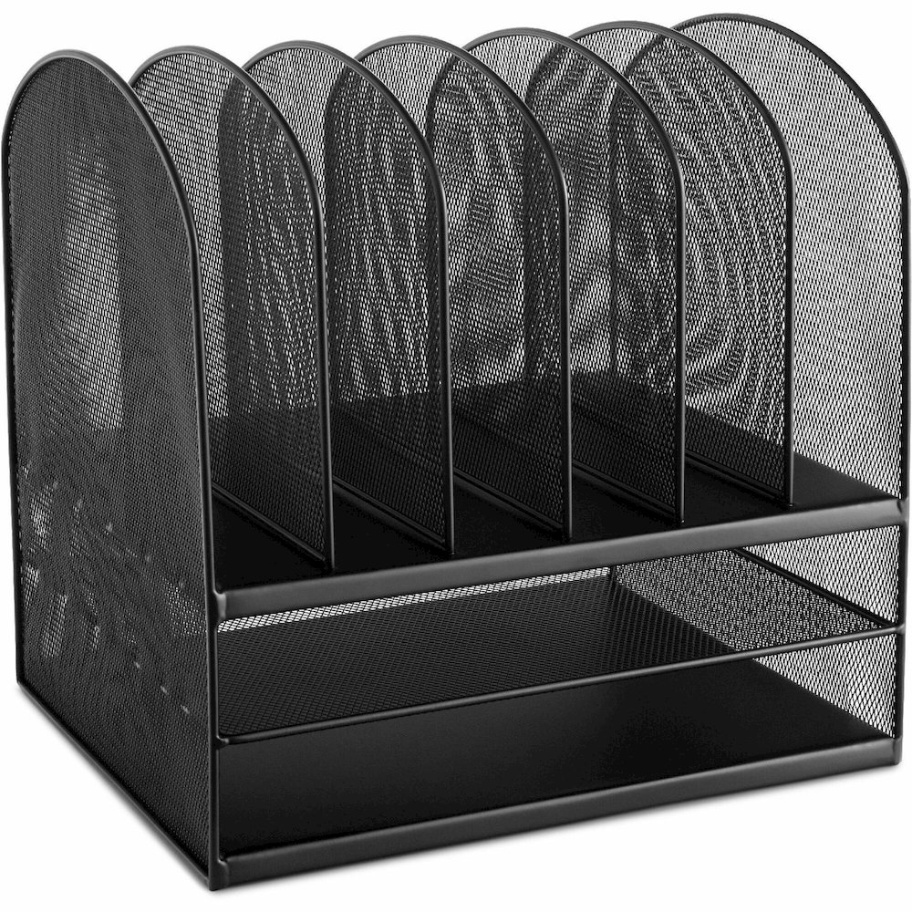 Safco Onyx 2 Horizontal/6 Upright Desk Organizer - 8 Compartment(s) - 13" Height x 13.25" Width x 11.50" Depth - Desktop - Black - Steel - 1 Each. Picture 1