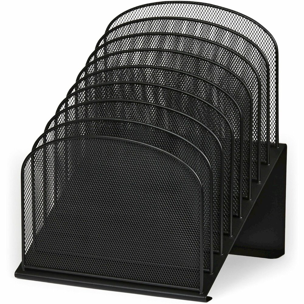 Safco Onyx Wire Mesh Desktop Organizer - 8 Compartment(s) - Compartment Size : 1" - 14" Height x 11.75" Width x 10.75" Depth - Desktop - Powder Coated - Black - Steel - 1 Each. Picture 1
