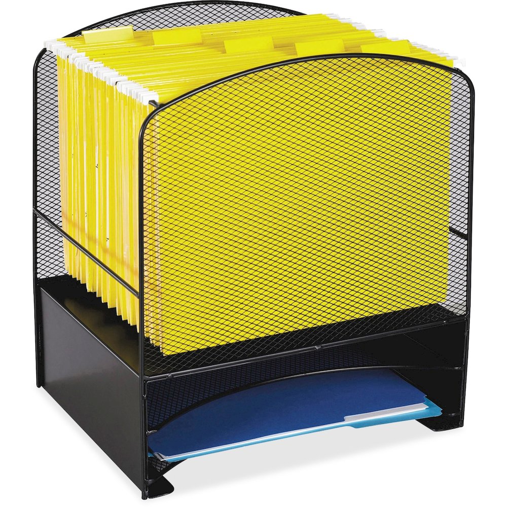 Safco Mesh Hanging File and Letter Tray Rack - Letter - Steel - Black - 1 Each. Picture 1
