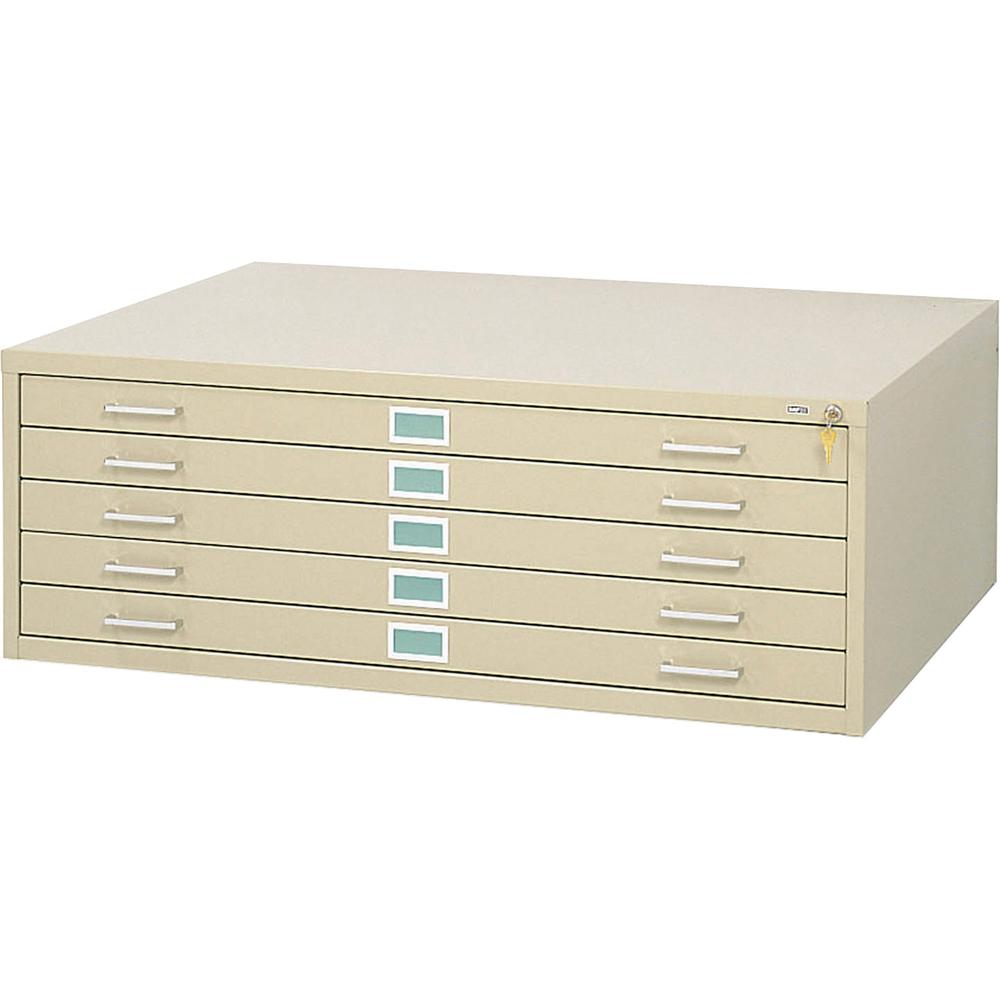 Safco 5-Drawer Steel Flat File - 46.5" x 35.5" x 16.5" - 5 x Drawer(s) for File - Stackable - Tropic Sand - Powder Coated - Steel - Recycled. Picture 2