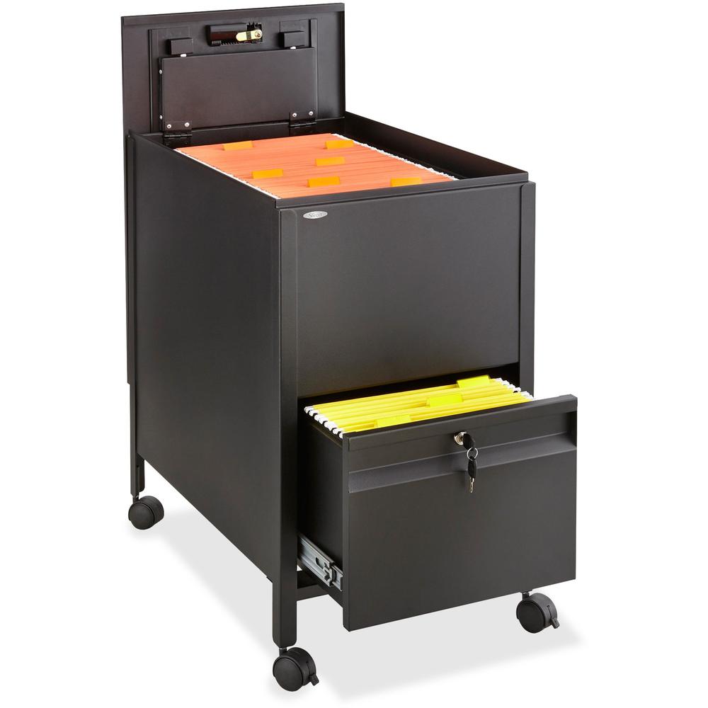 Safco Rollaway Mobile File Cart - 300 lb Load Capacity - 4 Casters - 2" Caster Size - Steel - 17" Width x 26" Depth x 28" Height - Black - 1 Each. Picture 1