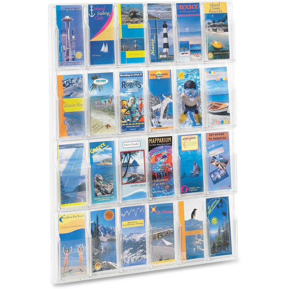Safco 24-Pamphlet Display Rack - 24 Pocket(s) - 41" Height x 30" Width x 2" Depth - Break Resistant - Clear - Plastic - 1 Each. Picture 1