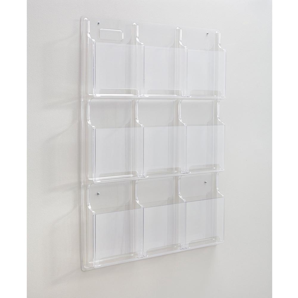 Safco 9-Pocket Magazine/Literature Display Rack - 9 Pocket(s) - 36.88" Height x 30" Width x 2" Depth - Break Resistant - Clear - Plastic - 1 Each. Picture 1