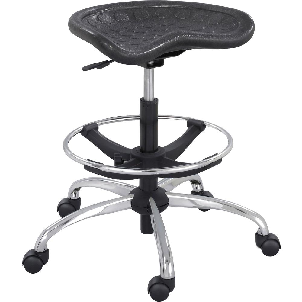 Safco Sitstar Height Adjustable Stool - Polyurethane Seat Material - Metal Frame Material - 5-star Base - Black - 1 Each. Picture 1
