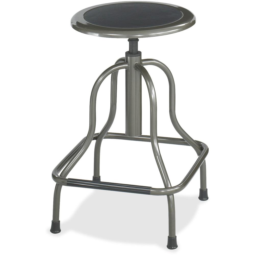 Safco Diesel Series High Base Stool with out Back - Leather Seat Material - Steel Frame Material - Pewter - 1 Each. Picture 1