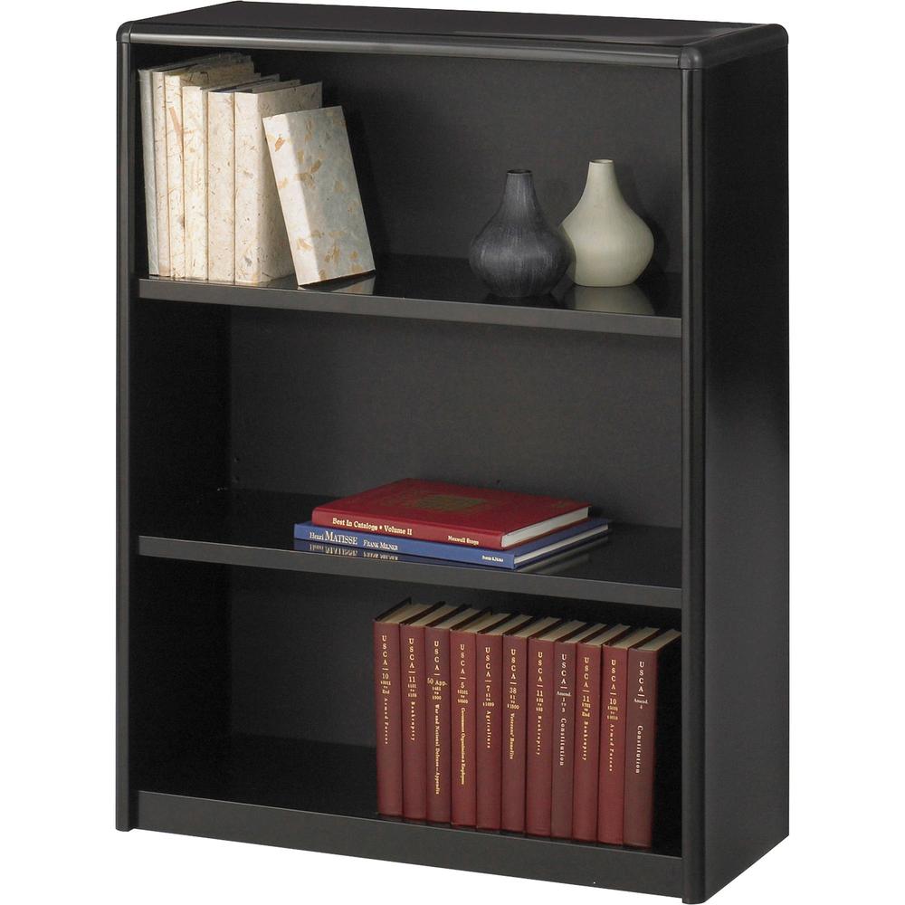 Safco ValueMate Bookcase - 31.8" Width x 13.5" Depth x 41" Height - 3 x Shelf(ves) - Black - Steel, Fiberboard, Plastic - Assembly Required. Picture 1