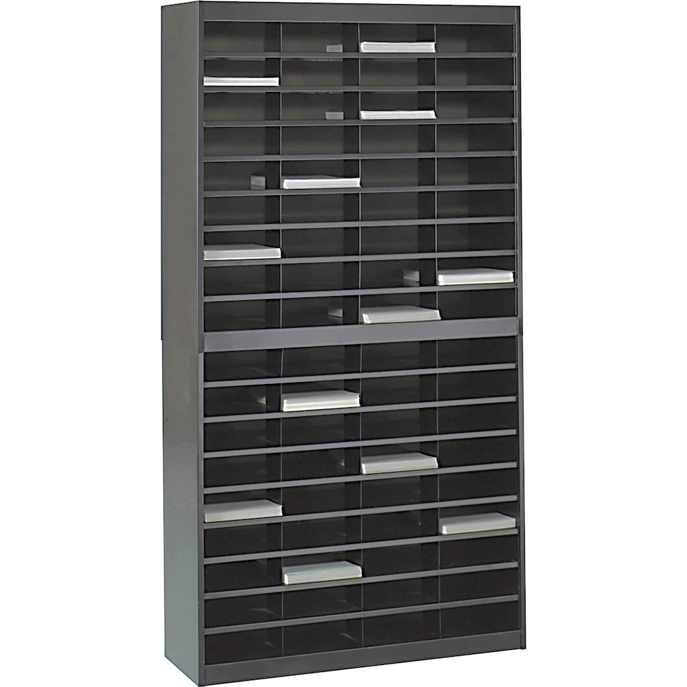 Safco 72-Compartment Literature Organizer - 750 x Sheet - 72 Compartment(s) - Compartment Size : 3" x 9" x 12.25" - 71" Height x 37.50" Width x 12.75" Depth - Floor - Interlockable - 50% Recycled - Bl. Picture 1