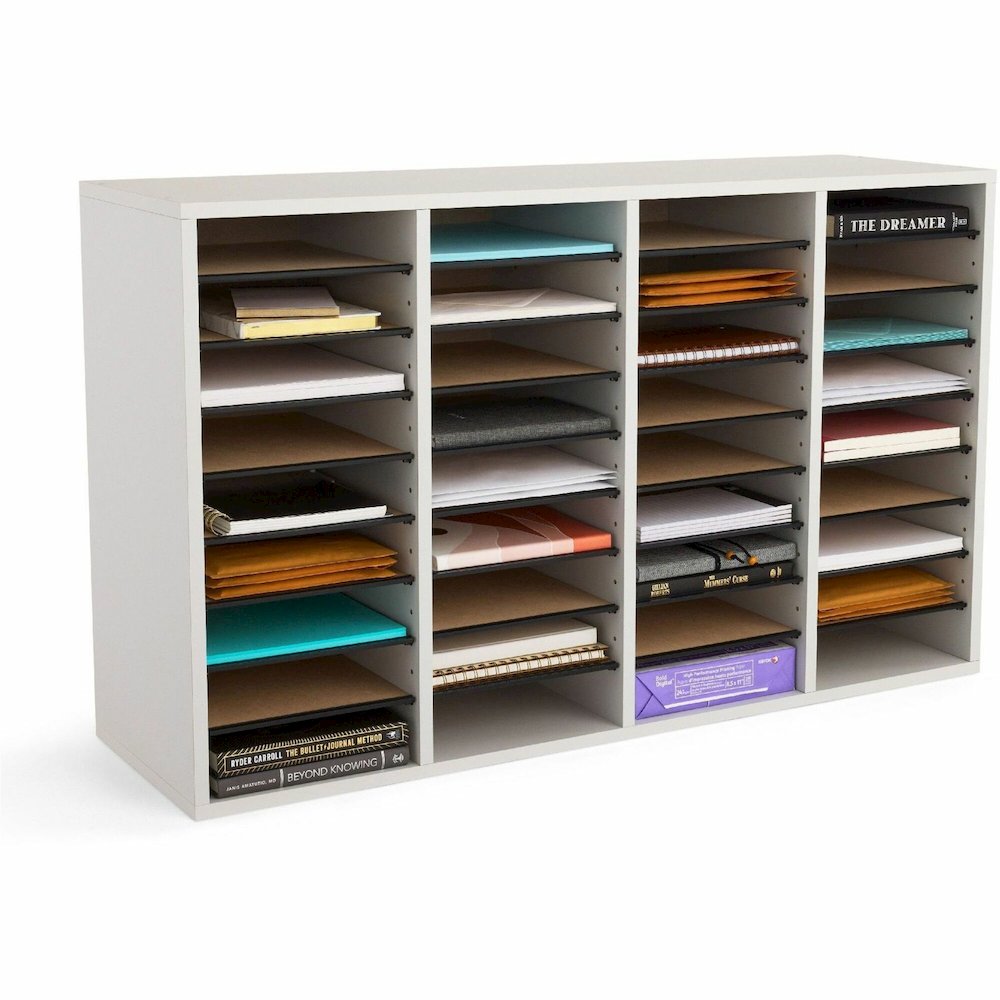Safco Adjustable Shelves Literature Organizers - 36 Compartment(s) - Compartment Size : 2.50" x 9" x 11.50" - 24" Height x 39.38" Width x 11.75" Depth - Gray - Wood - 1 Each. Picture 1