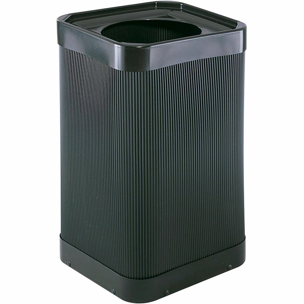 Safco At-Your-Disposal 12" Open Waste Receptacle - 38 gal Capacity - 12" Opening Diameter - 32" Height x 18" Width x 18" Depth - Polyethylene - Black - 1 Each. Picture 1