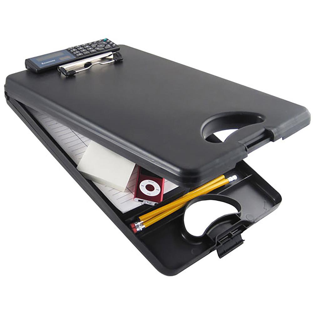 Saunders DeskMate II Portable Desktop with Calculator - Storage for Stationary - Bottom Opening - 10" x 16" - Polypropylene - Black - 1 Each. Picture 1