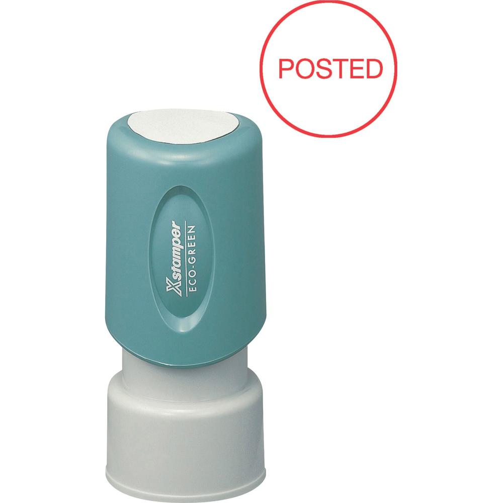 Xstamper Pre-Inked POSTED Stamp - Message Stamp - "POSTED" - 0.63" Impression Diameter - Red - Recycled - 1 Each. Picture 1