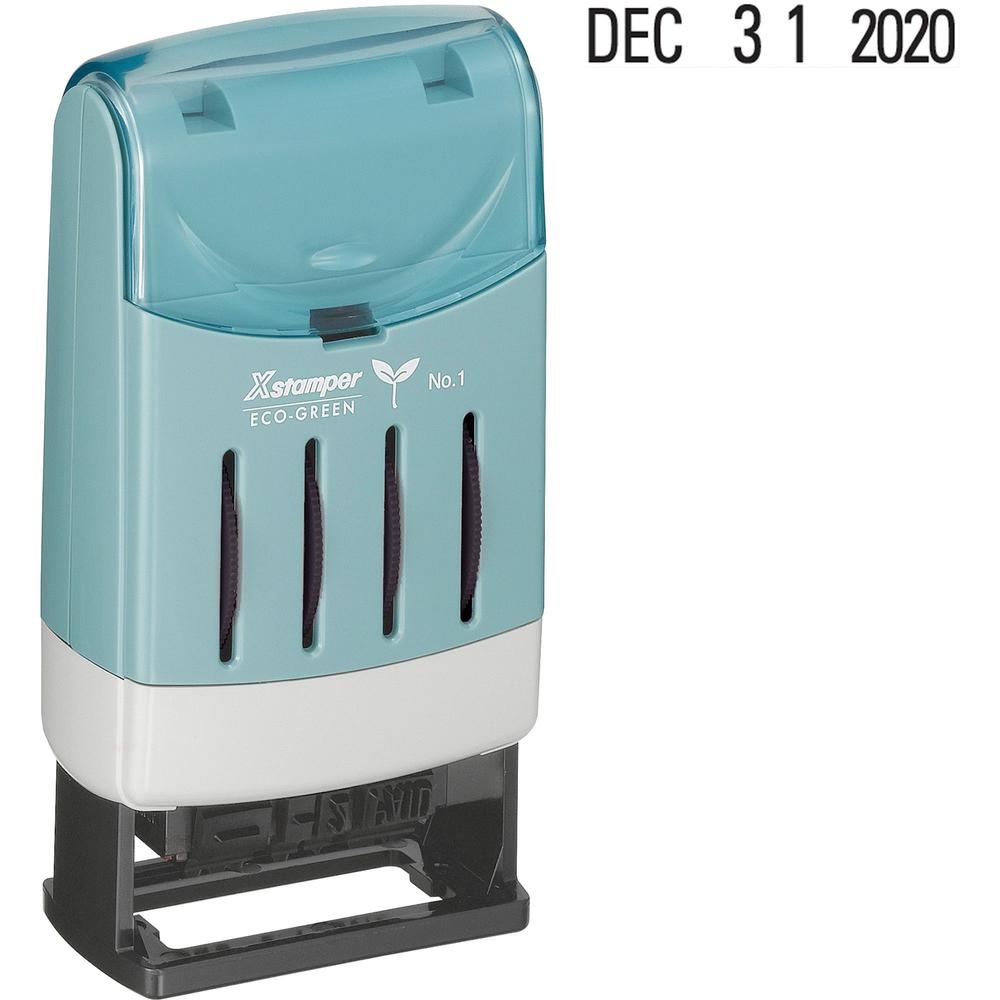 Xstamper VersaDater Large Type Date Stamp - Message/Date Stamp - "FAXED, PAID, REC'D" - 1" Impression Width x 0.16" Impression Length - Black - Recycled - 1 Each. Picture 1