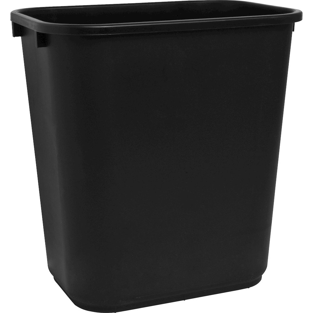 Sparco Rectangular Wastebasket - 7 gal Capacity - Rectangular - 15" Height x 14.5" Width x 10.5" Depth - Polyethylene - Black - 1 Each. Picture 1