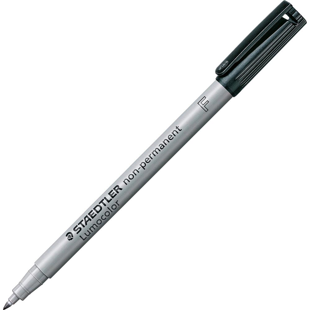 Staedtler Lumocolor Fine Point Waterbased Marker - Fine Marker Point - Black Water Based Ink - Black Polypropylene Barrel - 10 / Box. Picture 1