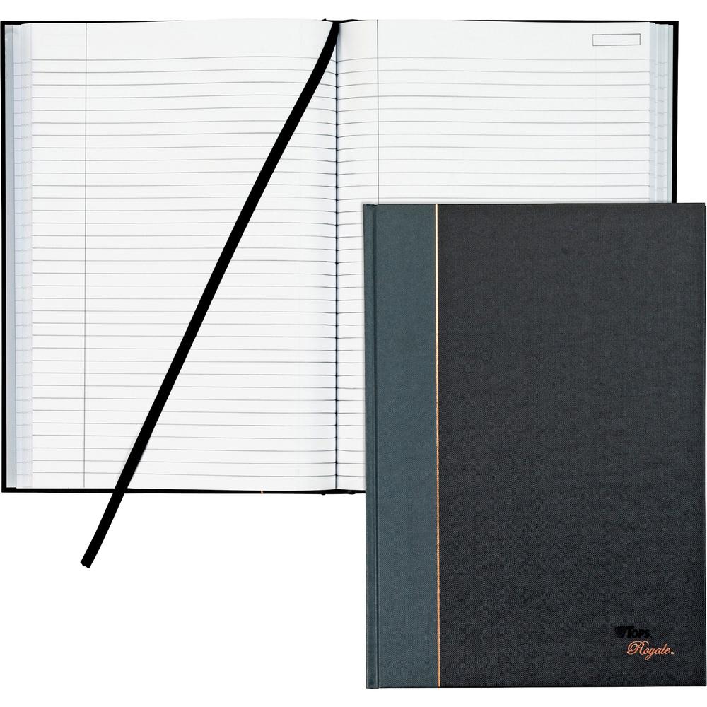 TOPS Royal Executive Business Notebooks - 96 Sheets - Spiral - 20 lb Basis Weight - 8 1/4" x 11 3/4" - White Paper - Gray Binding - Black, Gray Cover - Hard Cover, Ribbon Marker, Heavyweight, Index Sh. Picture 1