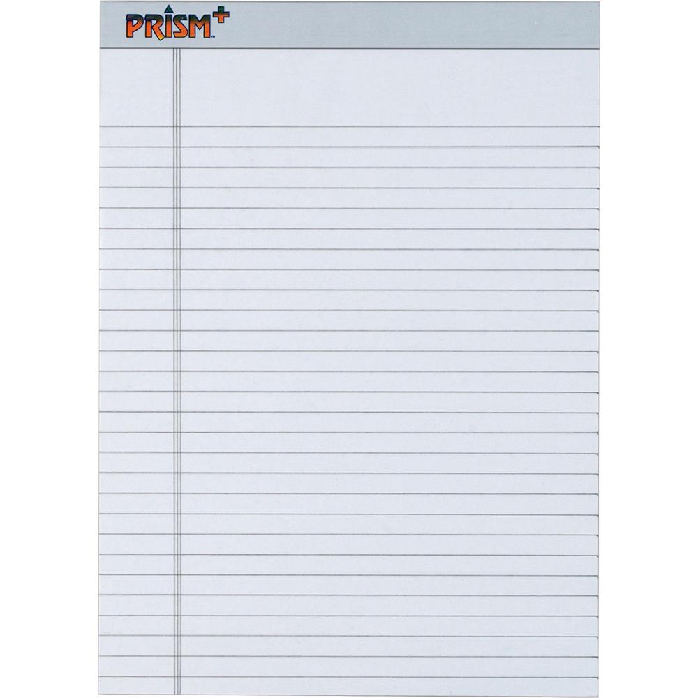 TOPS Prism Plus Colored Paper Pads - 50 Sheets - 0.34" Ruled - 16 lb Basis Weight - 8 1/2" x 11 3/4" Sheet Size - Gray Paper - Perforated, Hard Cover, Rigid, Easy Tear - 12 / Pack. Picture 1