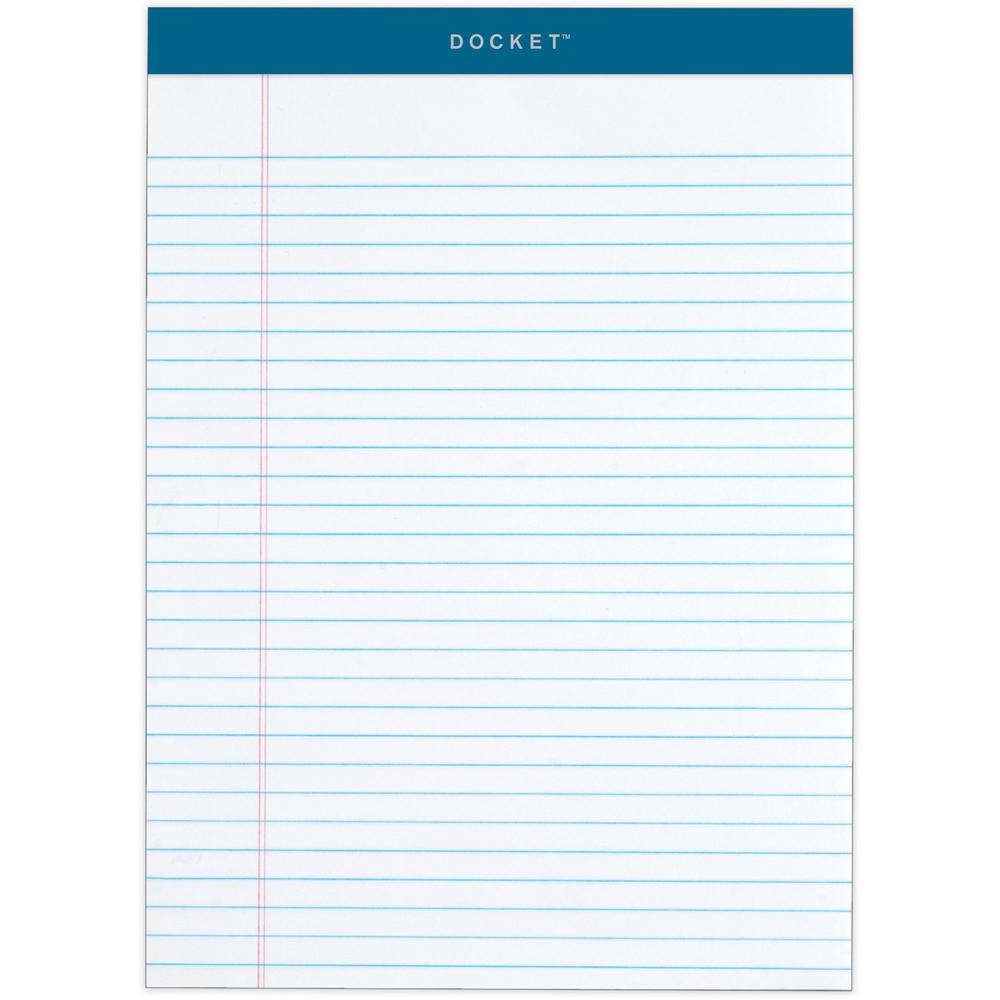 TOPS Docket Letr-Trim Legal Ruled White Legal Pads - 50 Sheets - Double Stitched - 0.34" Ruled - 16 lb Basis Weight - 8 1/2" x 11 3/4" Sheet Size - White Paper - Marble Green Binding - Perforated, Har. Picture 1